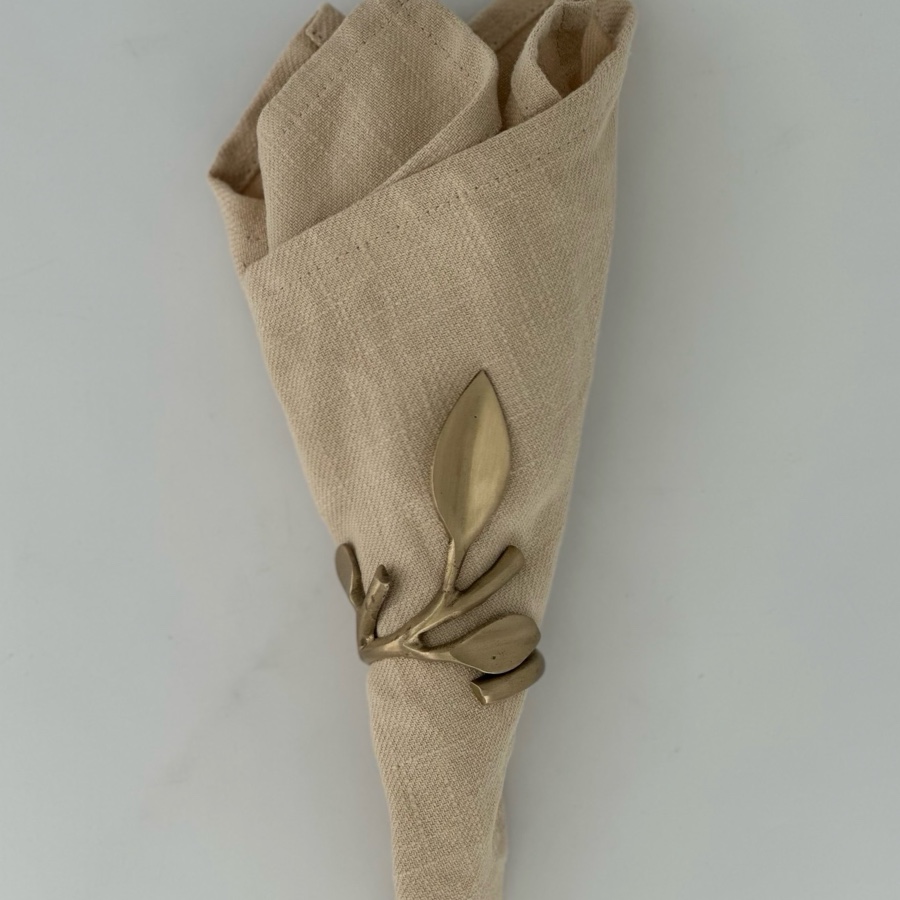 Servettring Blad mässing